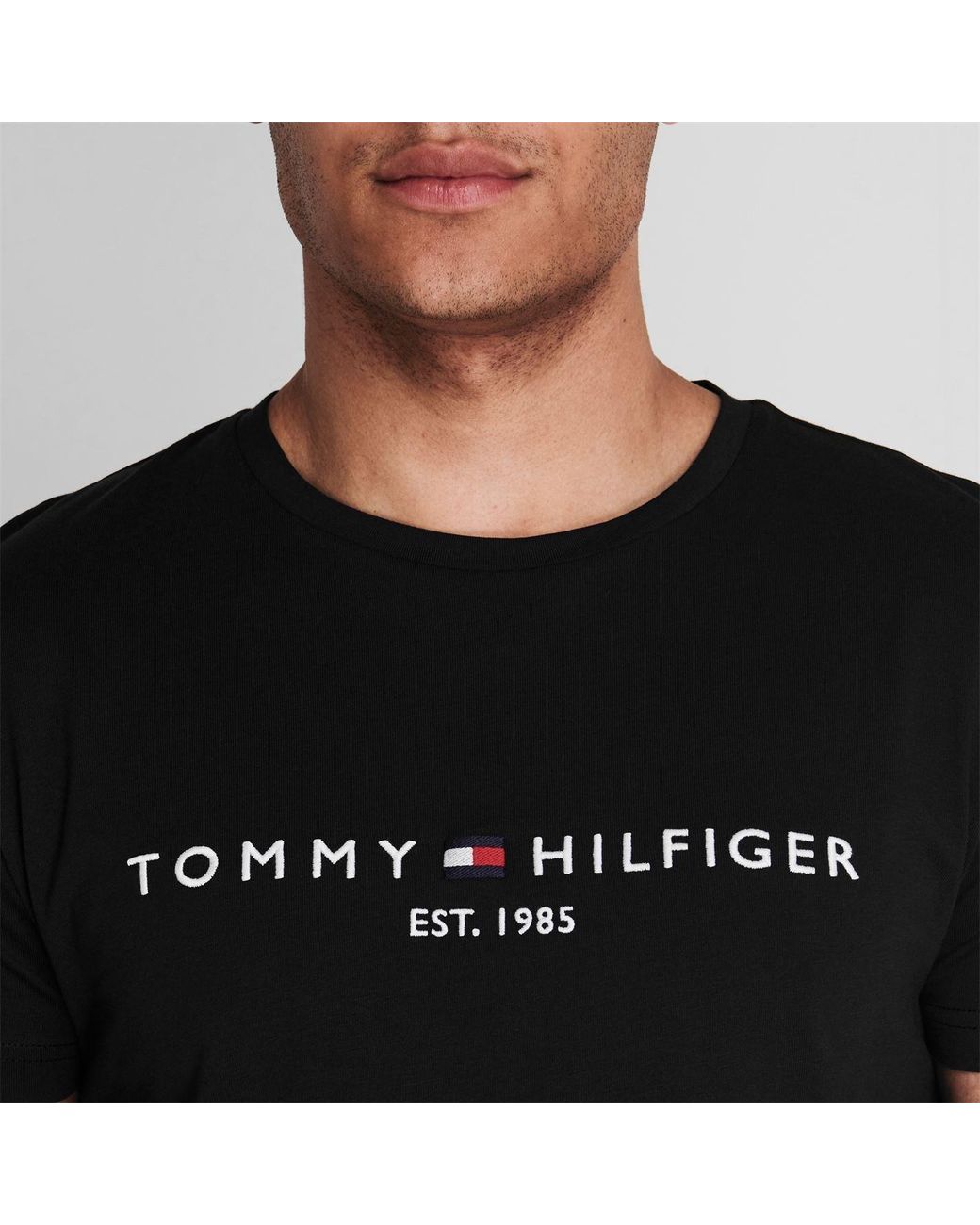 Tommy Hilfiger Black Logo Crew Neck T Shirt for men