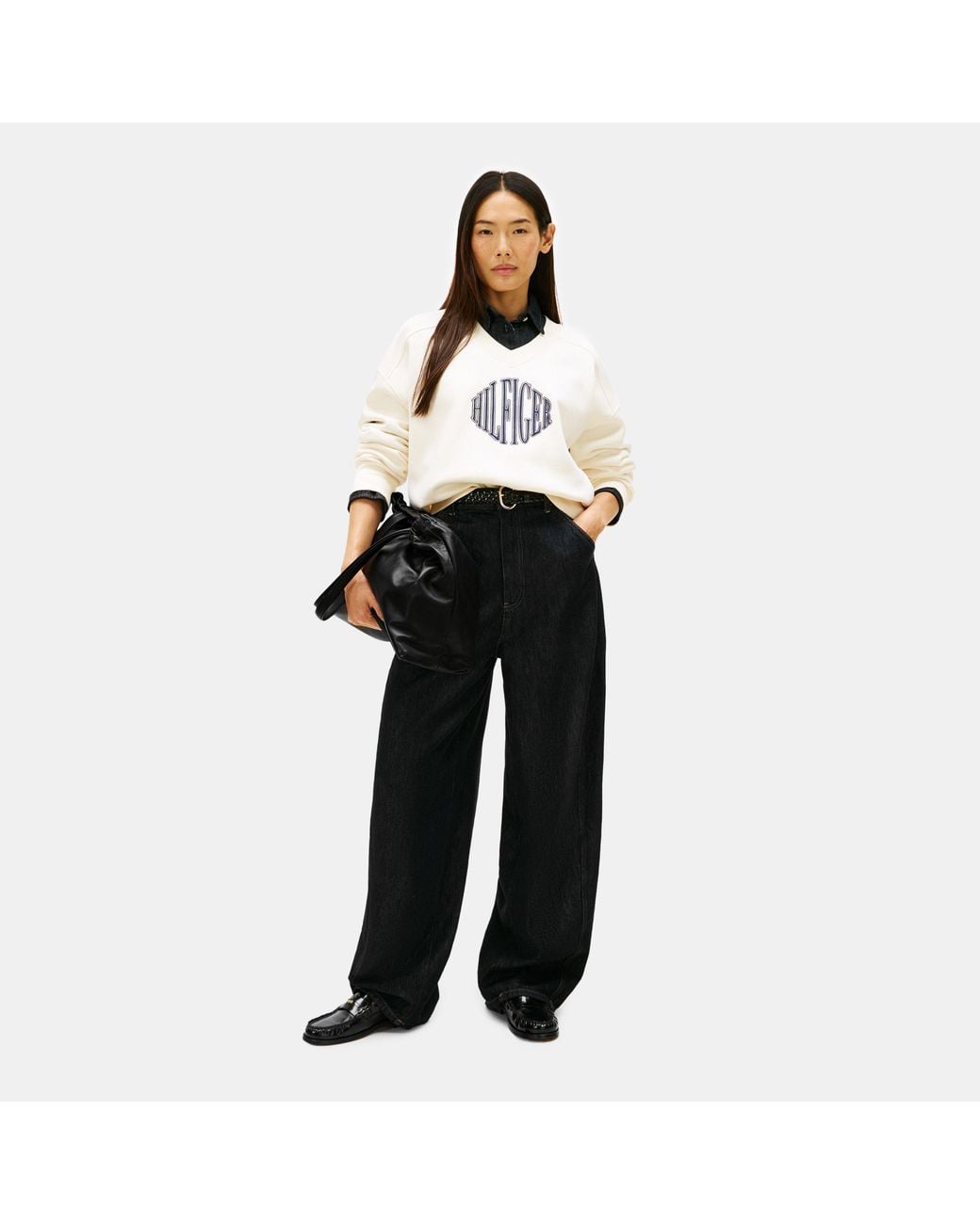 Tommy Hilfiger Black Leather Tote Bag