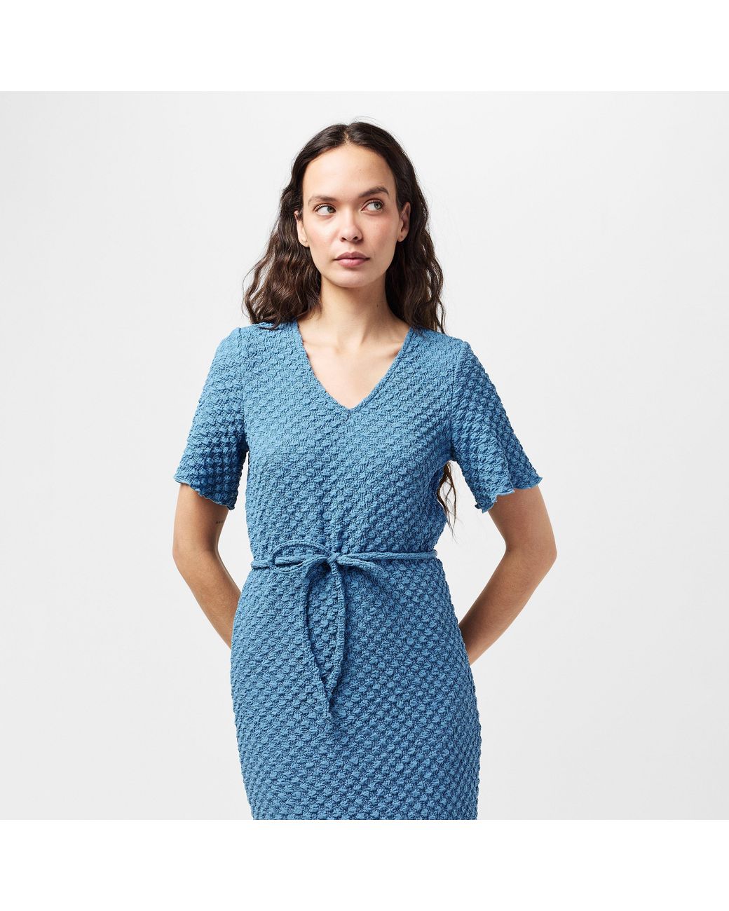 Vero Moda Blue Bubble V A-Line Dress