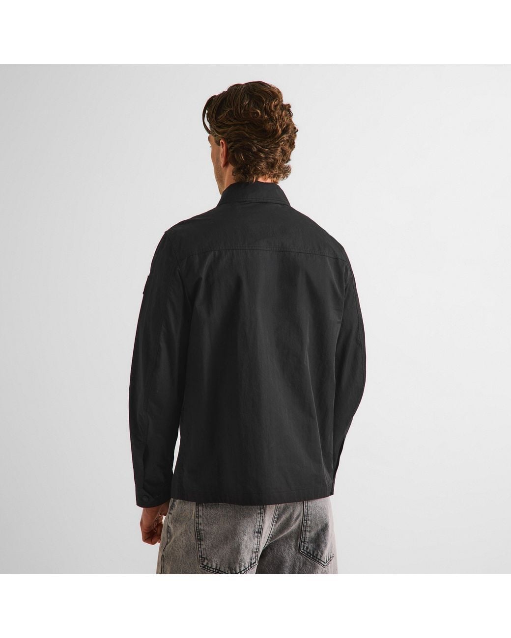 Belstaff Black Stride Zip Collar Long Sleeve Overshirt for men