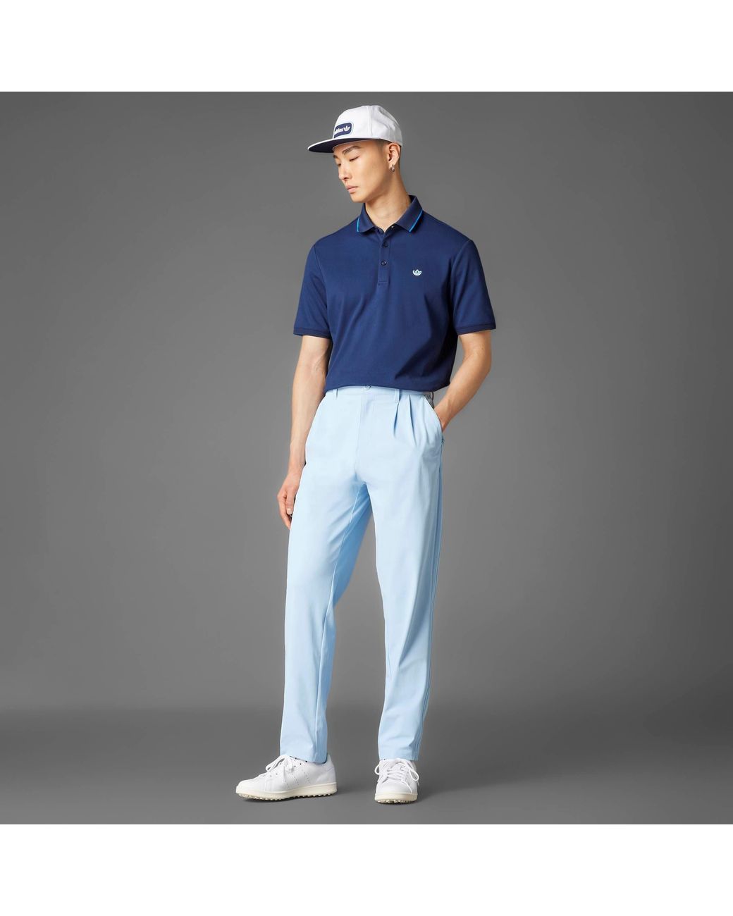 Adidas Blue F Pleat Golf Trousers for men