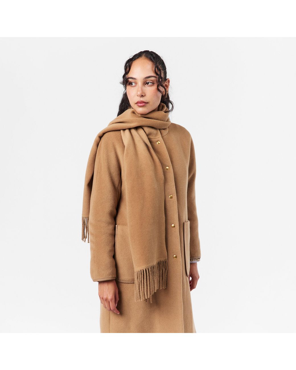 Donna Karan Brown Dkaran Scarf Draped Overcoat