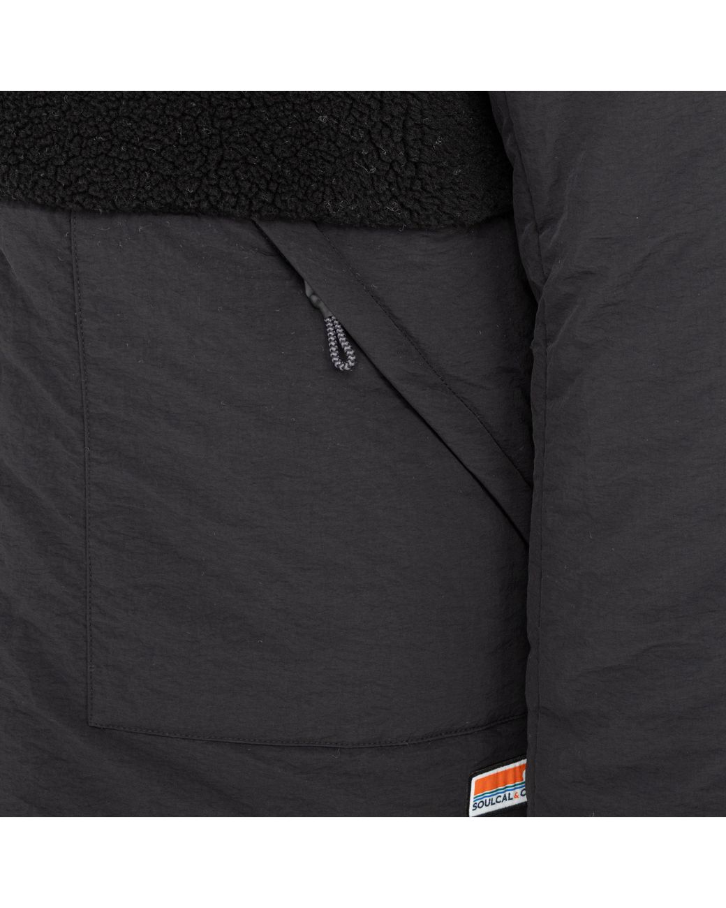 SoulCal & Co California Black Soul Sherpa Hooded Long Sleeve Hybrid Jacket for men