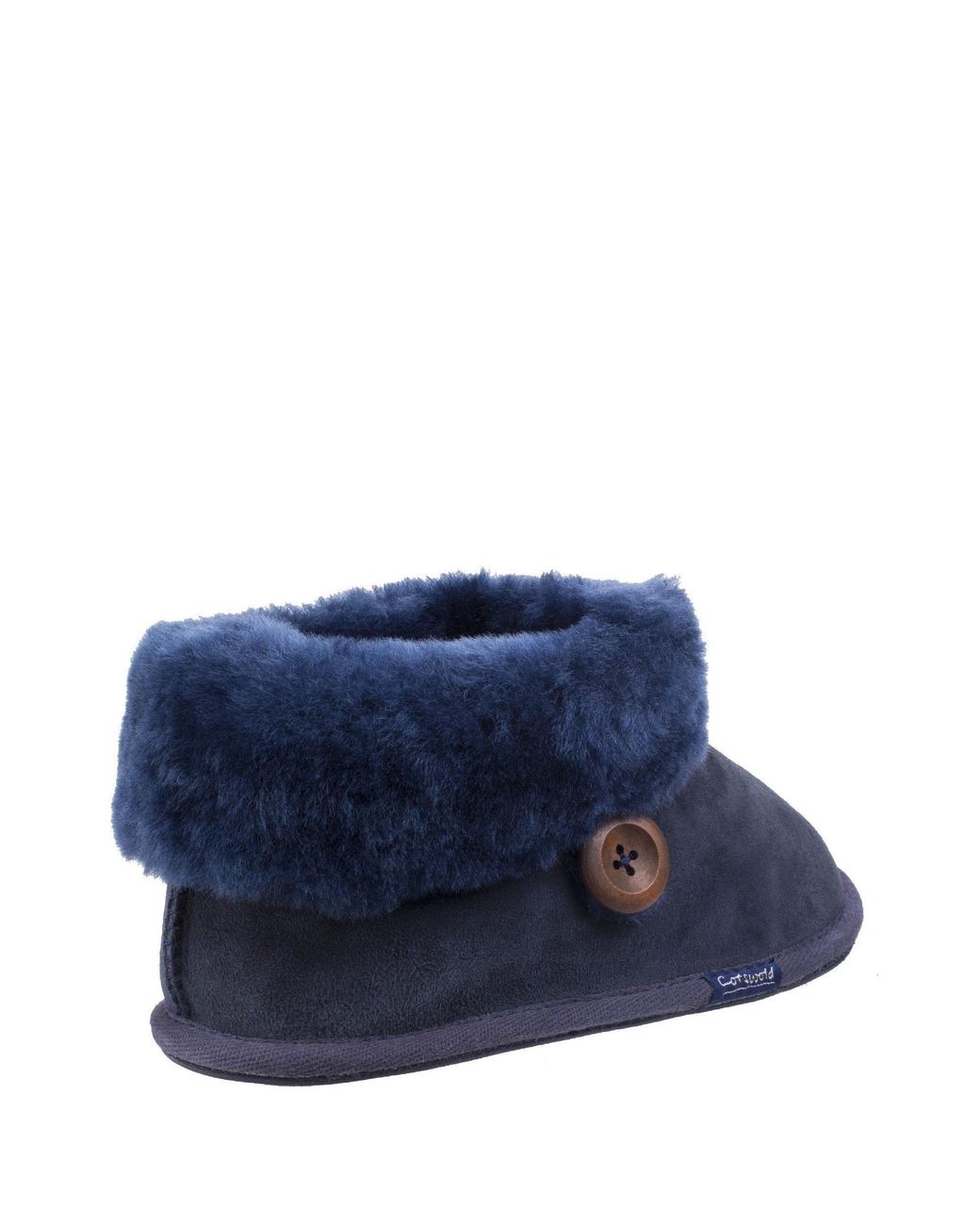 Cotswold Blue Wotton Sheepskin Suede Slippers