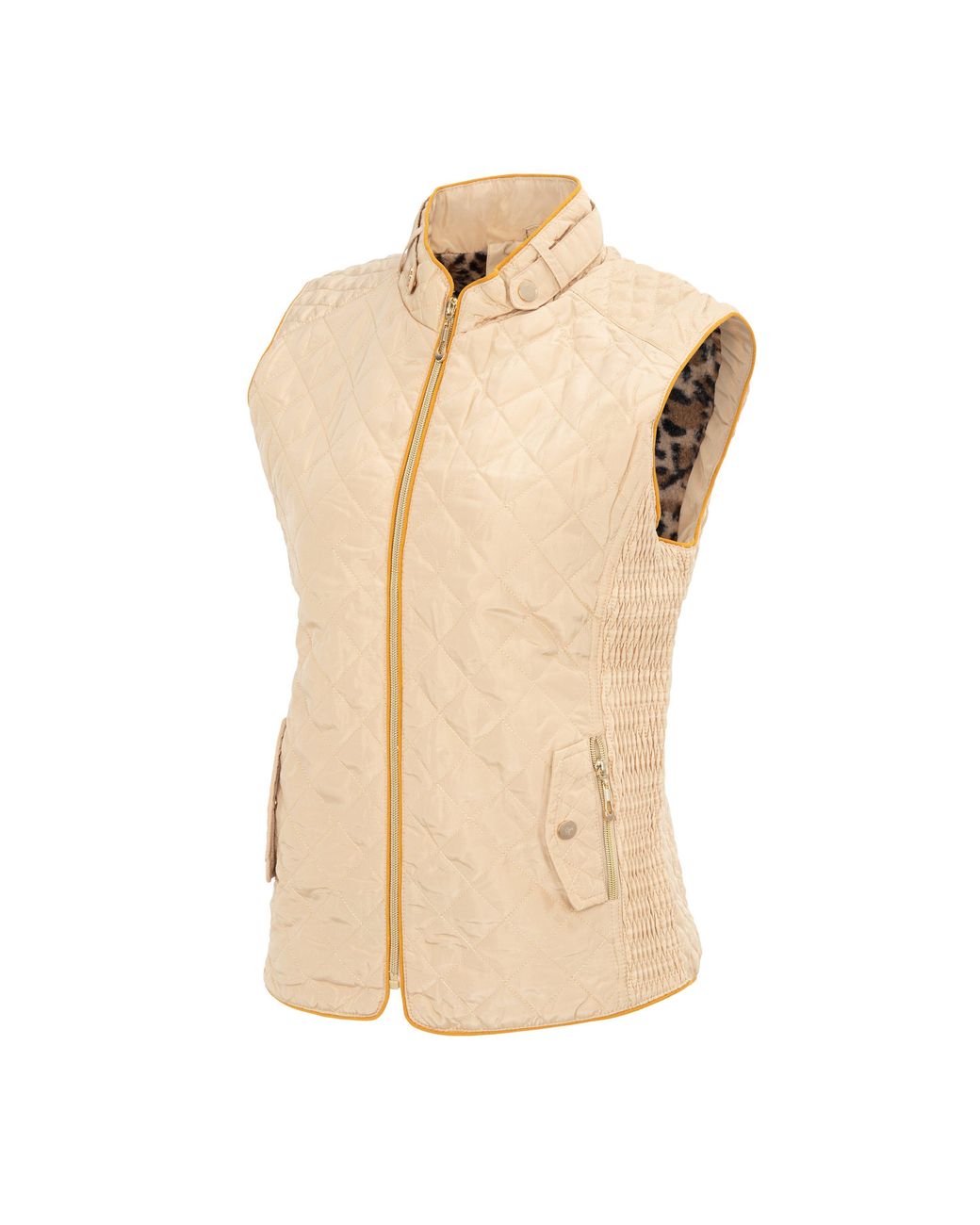 Miso Natural Stand Collar Full Zip Hip Length Gilet