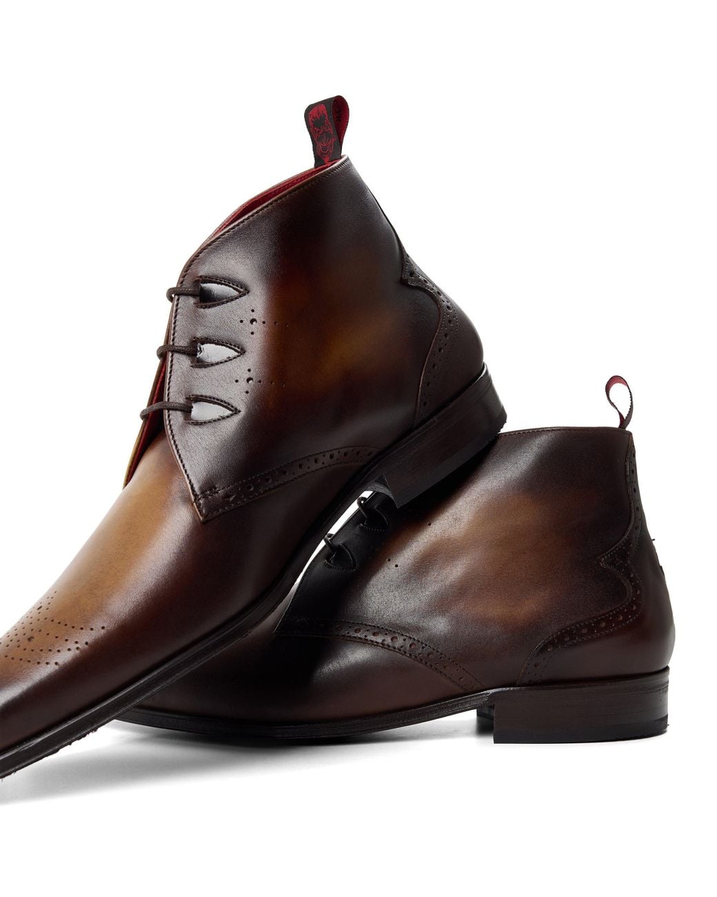 Jeffery West Brown Scarface Leather Chukka Boots for men