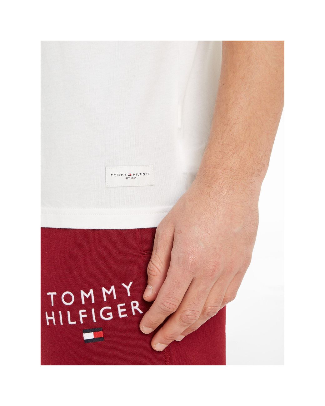 Tommy Hilfiger White Ss Tee Logo Ecru for men