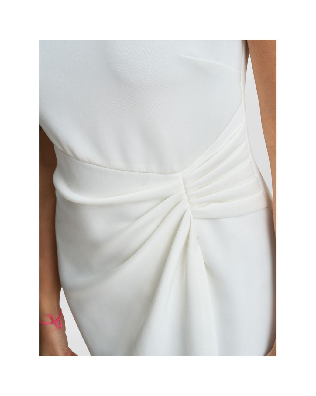 Gina Bacconi White Sansa Wrap Dress With Beaded Neck