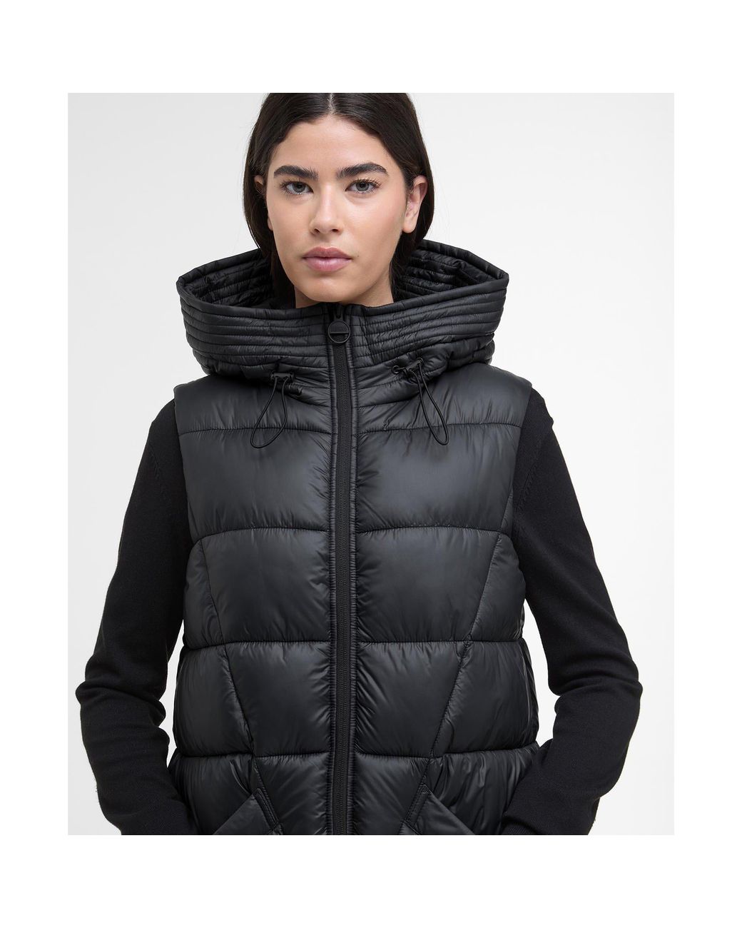 Barbour Black Cecilla Funnel Neck Full Zip Sleeveless Gilet