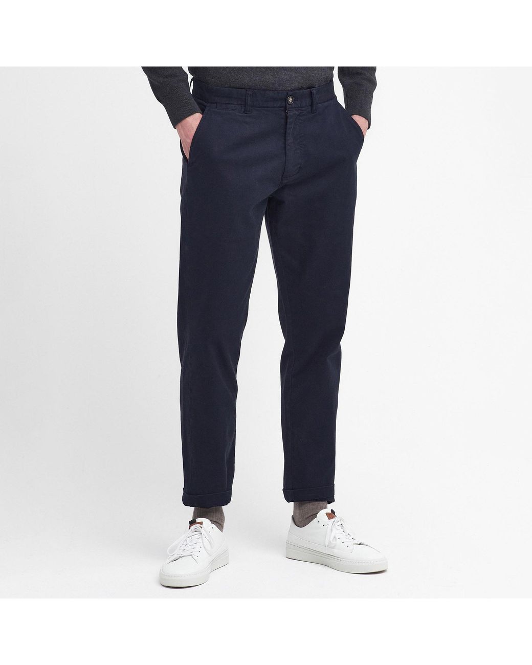 Barbour Blue Washed Stretch Tailored Trousers for men