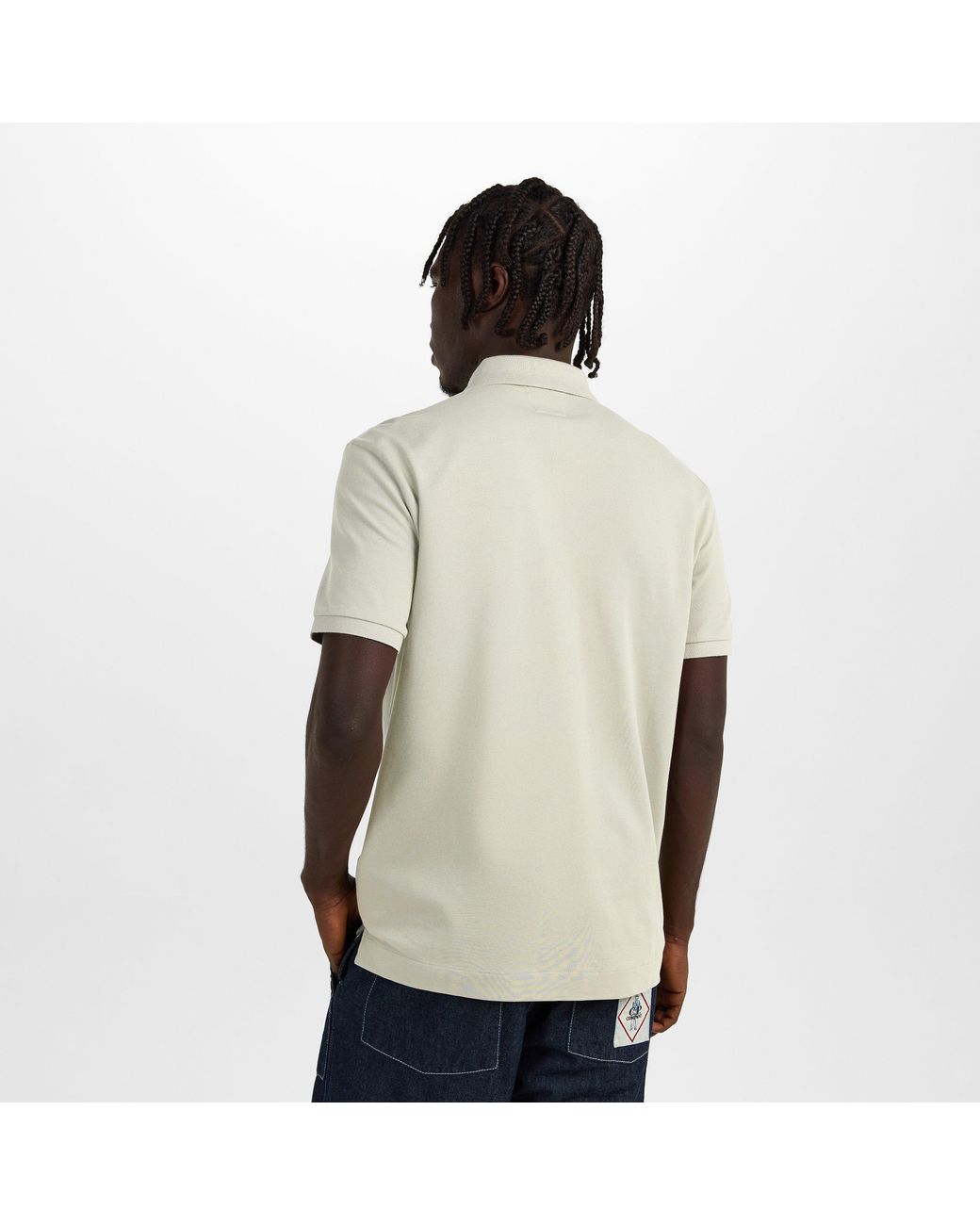 CP COMPANY METROPOLIS Natural Tipped Short Sleeve Polo Shirt for men