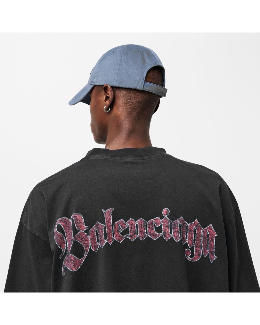 Balenciaga Black T-Shirt With Colorful Print for men