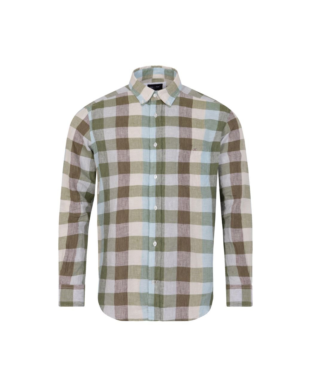 Eden Park Gray Checked Linen Shirt for men