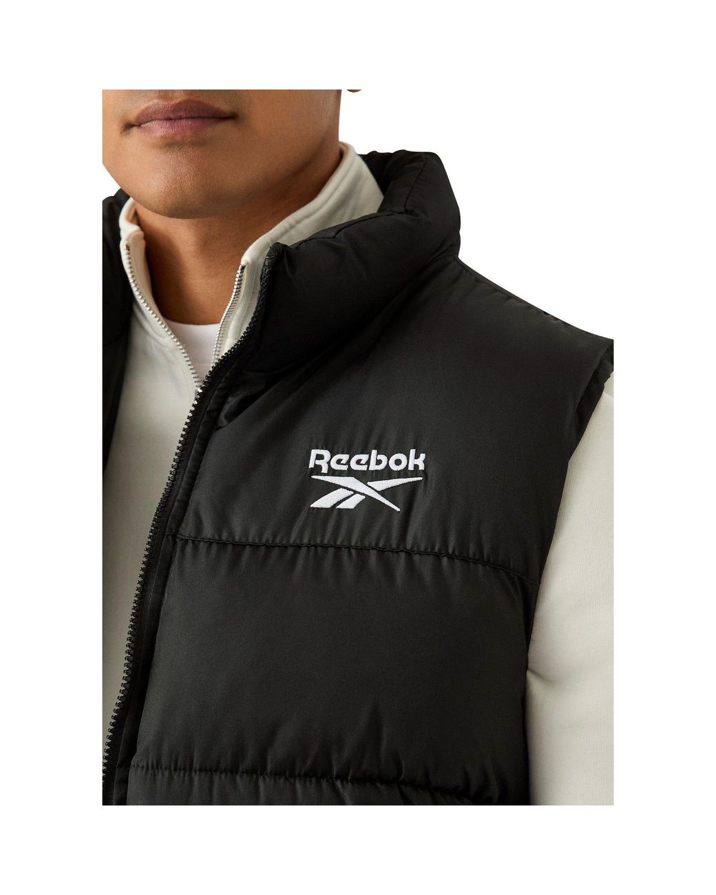 Reebok Black Heavyweight Quilted Puffer Gilet for men