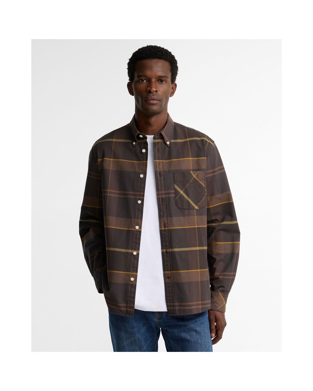 Barbour Brown Dunoon Tartan Cotton Long-Sleeve Shirt for men