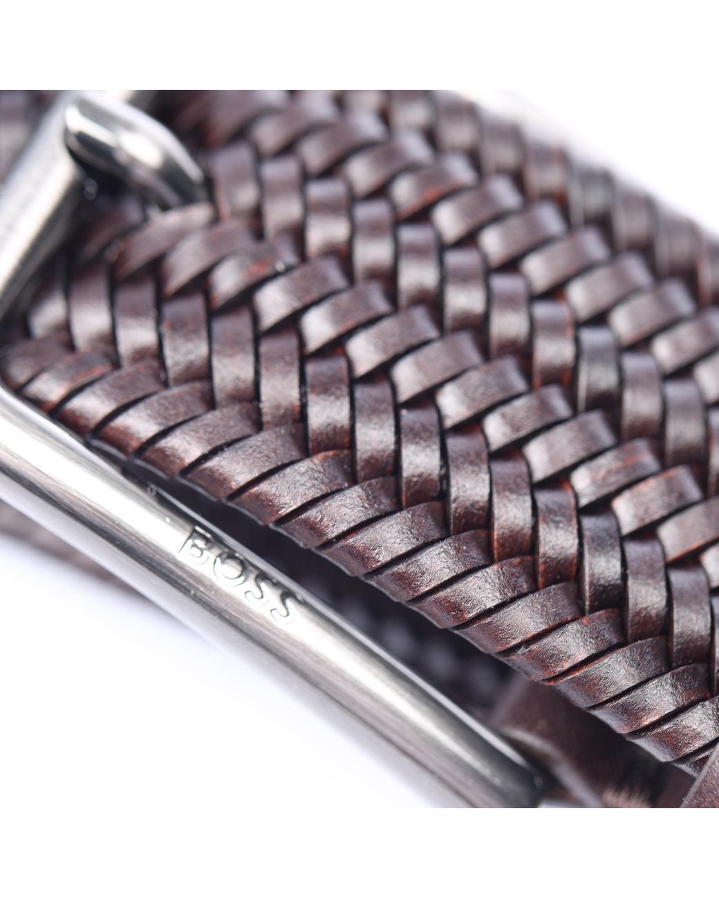 Boss Brown Semyo Woven Leather Belt for men
