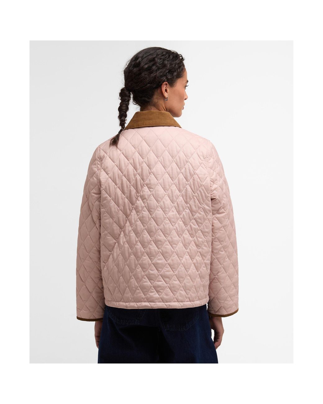Barbour Pink Liddesdale Cropped Diamond Quilted Jacket