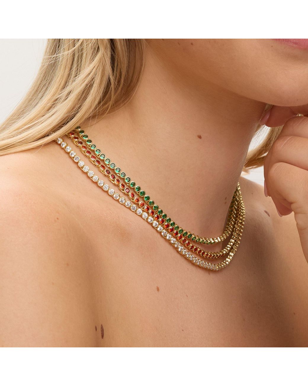 Jon Richard Green 14K Plated Cz Tennis Necklace