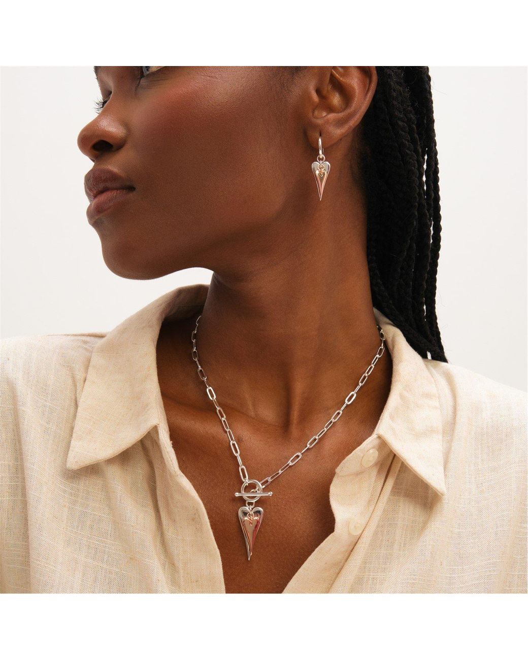 Inicio Metallic Sterling Plated Heart Necklace