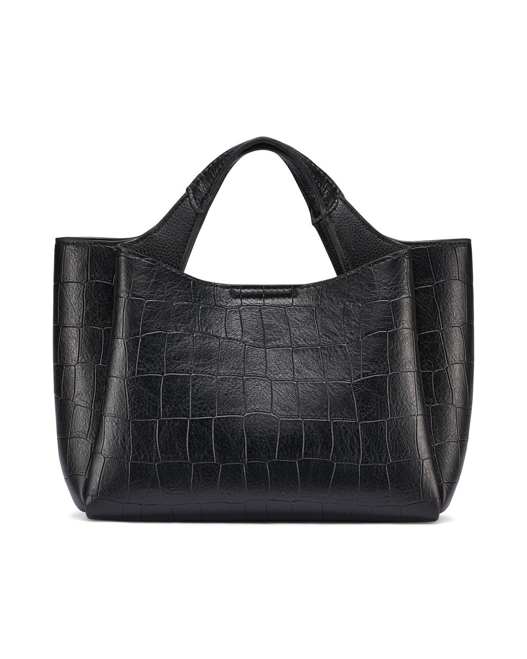 DKNY Black Willa Mini Satchel Embossed Faux Leather Tote Bag