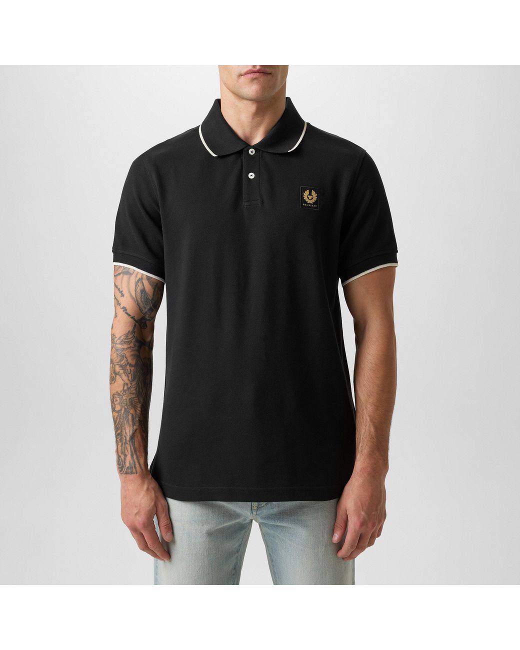 Belstaff Black Tipped Polo Shirt for men