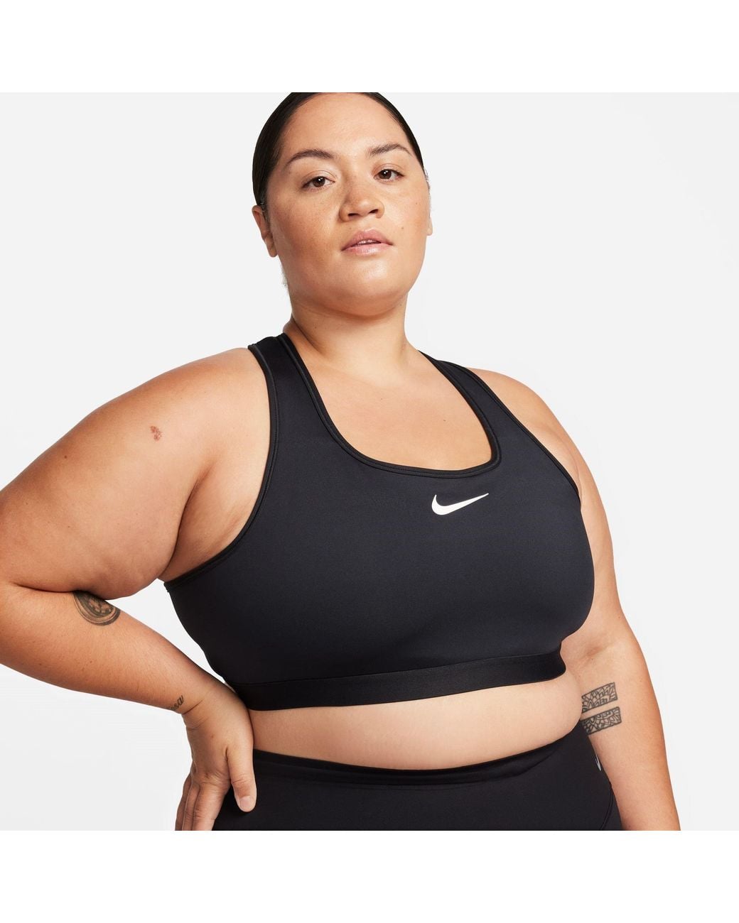 Nike Black Swoosh High Support Non-padded Adjustable Sports Bra