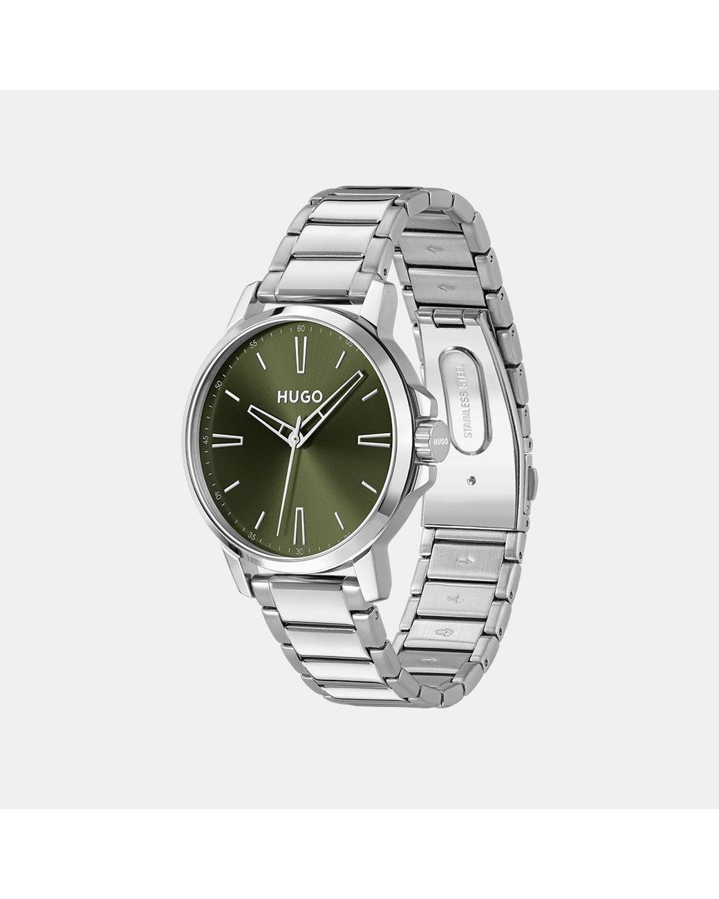 HUGO Metallic Gents #Smooth Stainless Steel Bracelet Watch for men