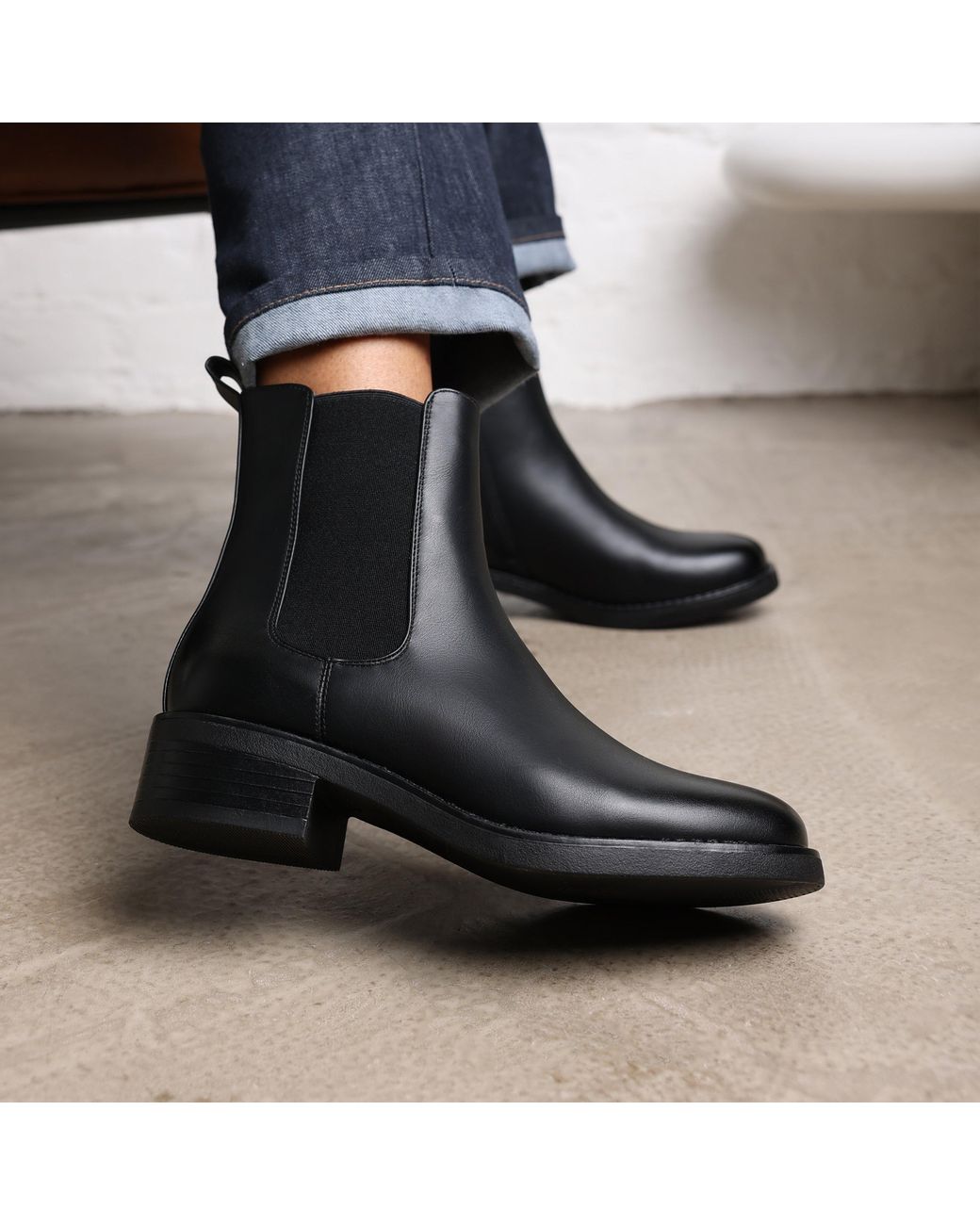 Where's That From Black Wheres Low Heel Chelsea Zip Ankle Boots