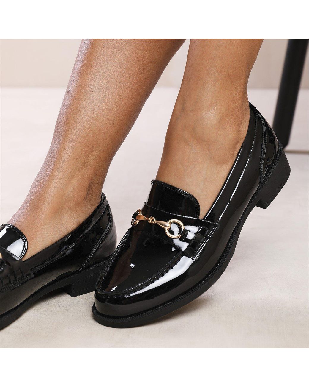 Where's That From Black Cielo Round Toe Metal Detail Loafers