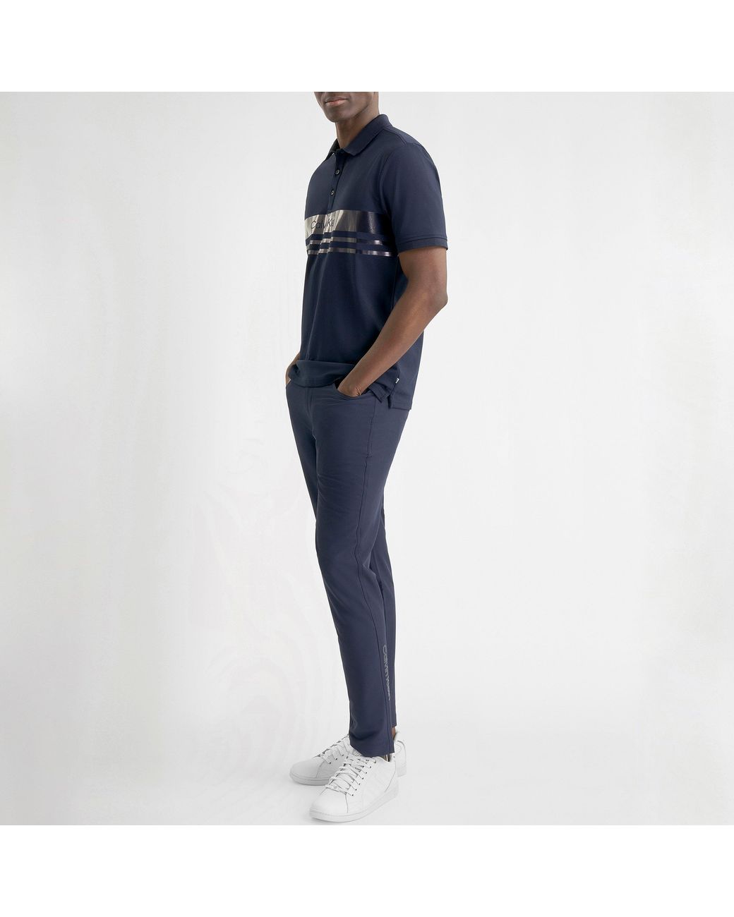 Calvin Klein Blue Short Sleeve Performance Polo Shirt for men