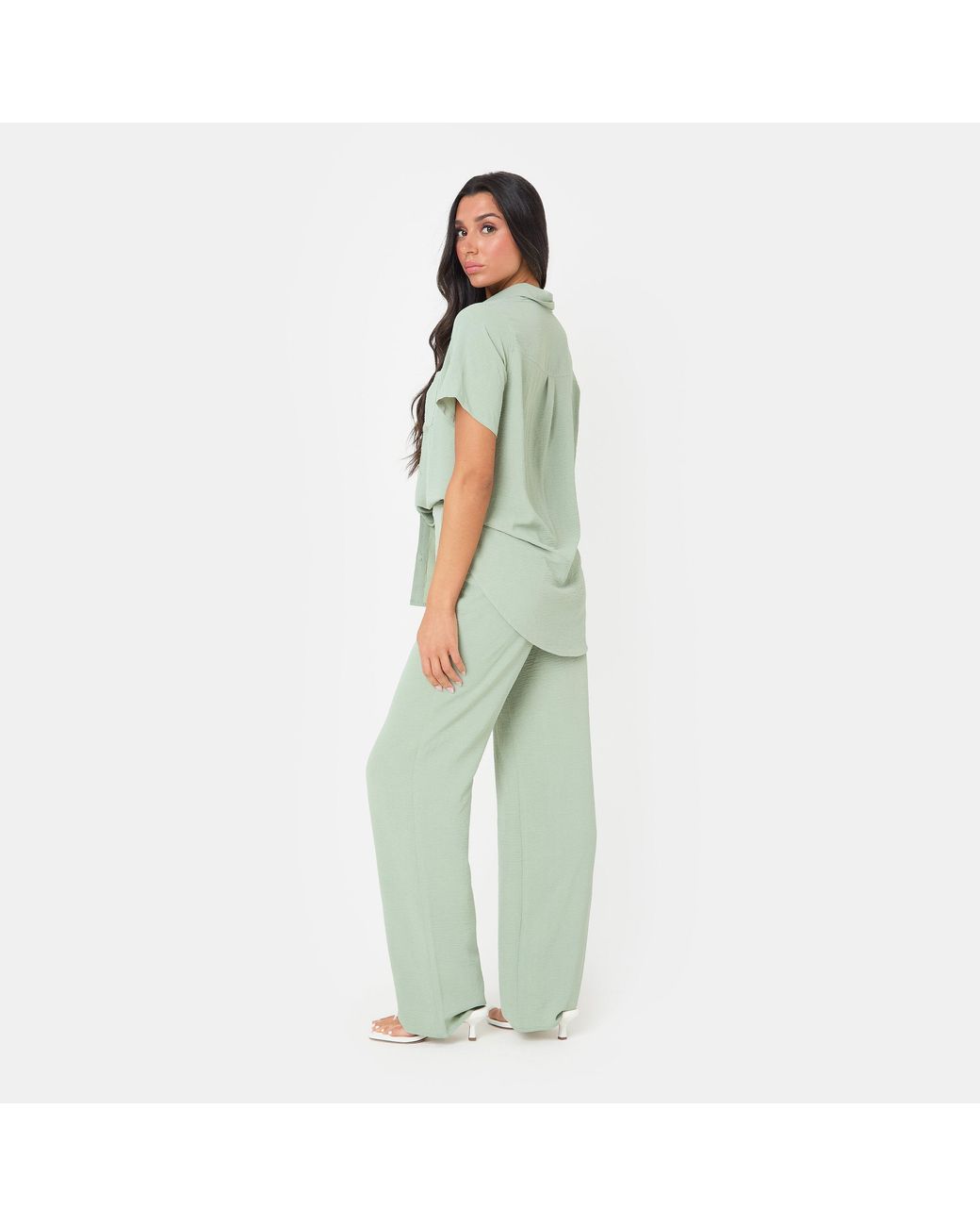 I Saw It First Green Soft Crepe Wide Leg Trousers