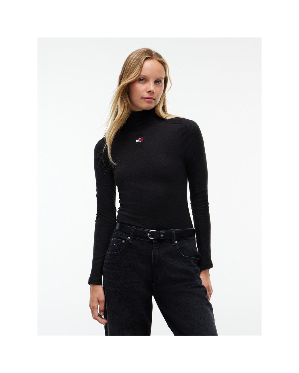 Tommy Hilfiger Black Badge Cotton Roll-Neck Long-Sleeve T-Shirt
