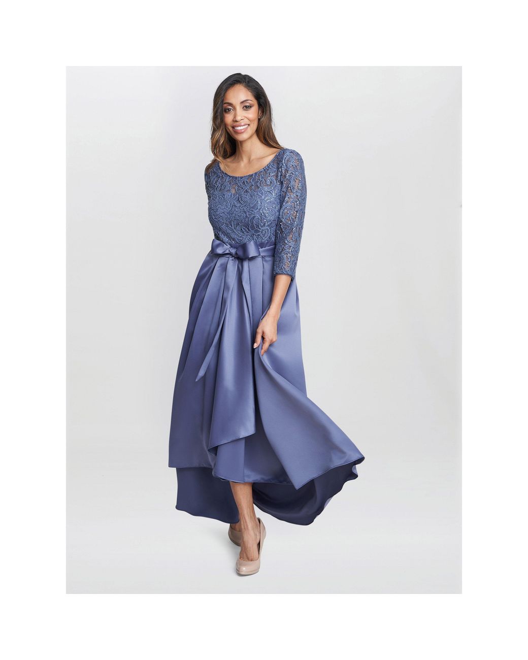 Gina Bacconi Blue Leona Sequin Lace Dress