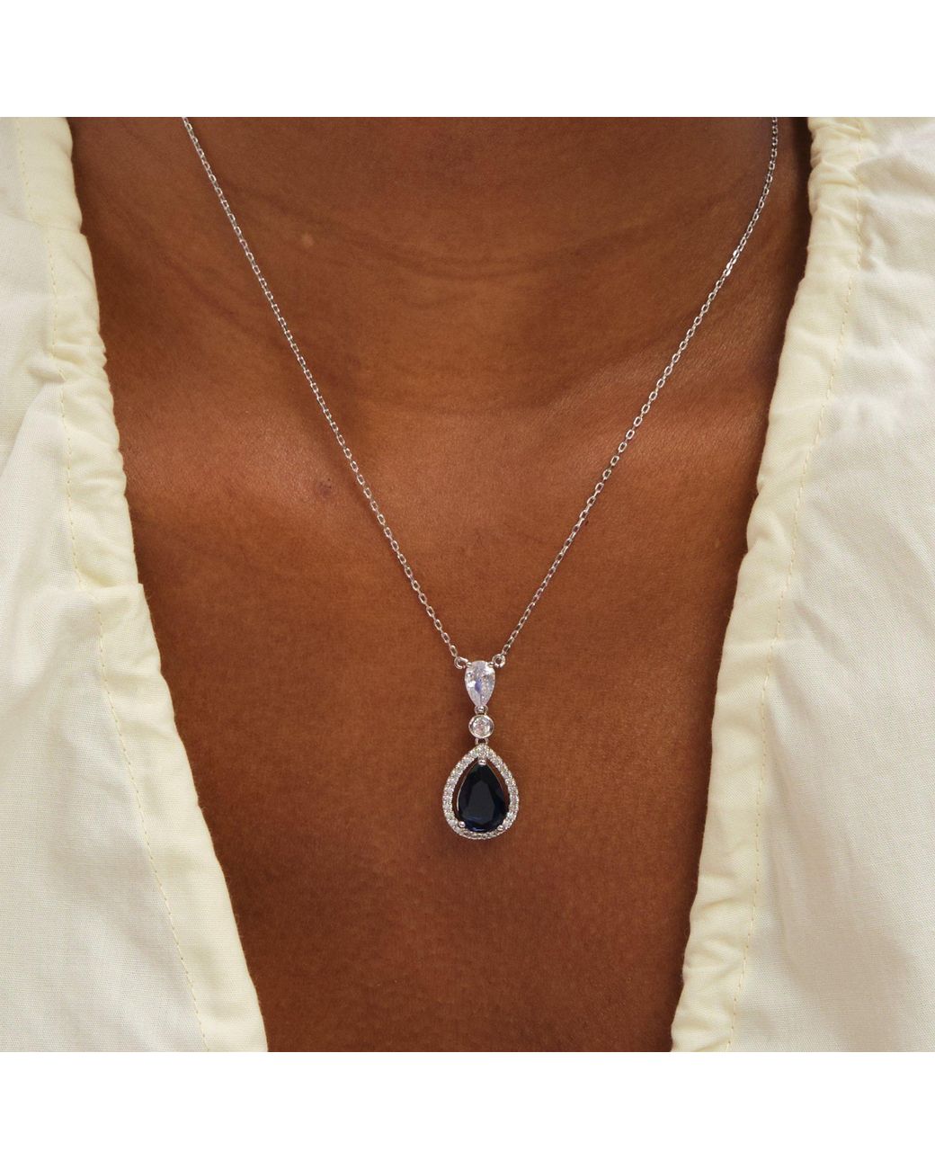 Jon Richard Metallic Rhodium Plated Cubic Zirconia Pendant Necklace