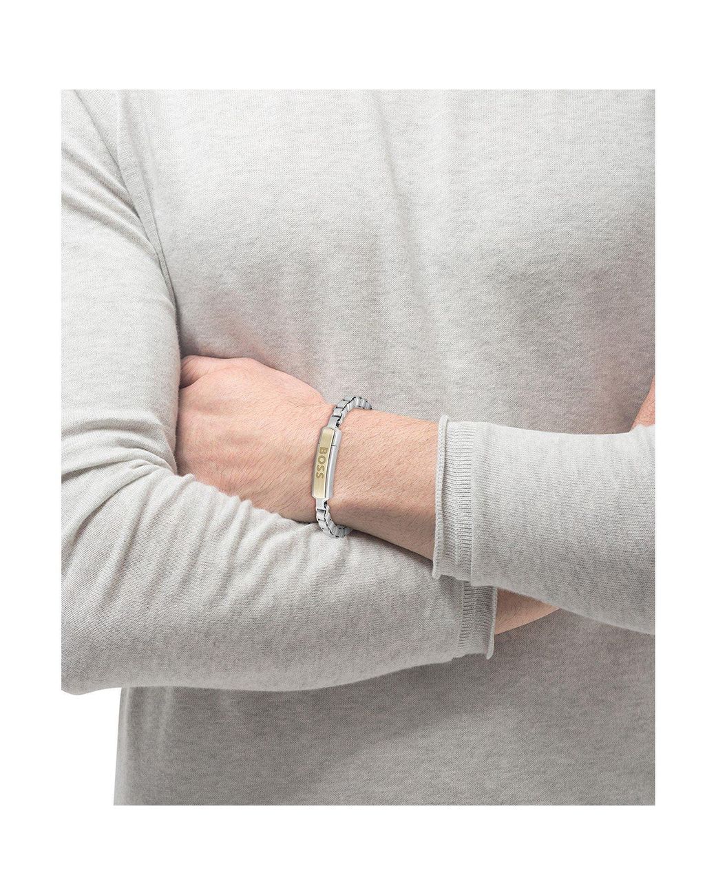 Boss Metallic Devon Box Chain Magnetic Closure Bracelet for men