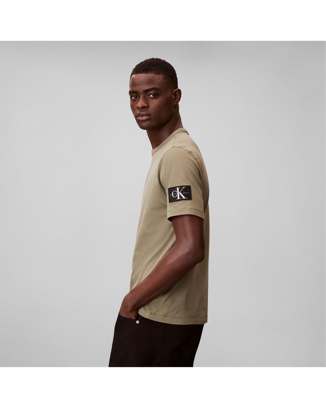 Calvin Klein Green Monogram Badge T-Shirt for men
