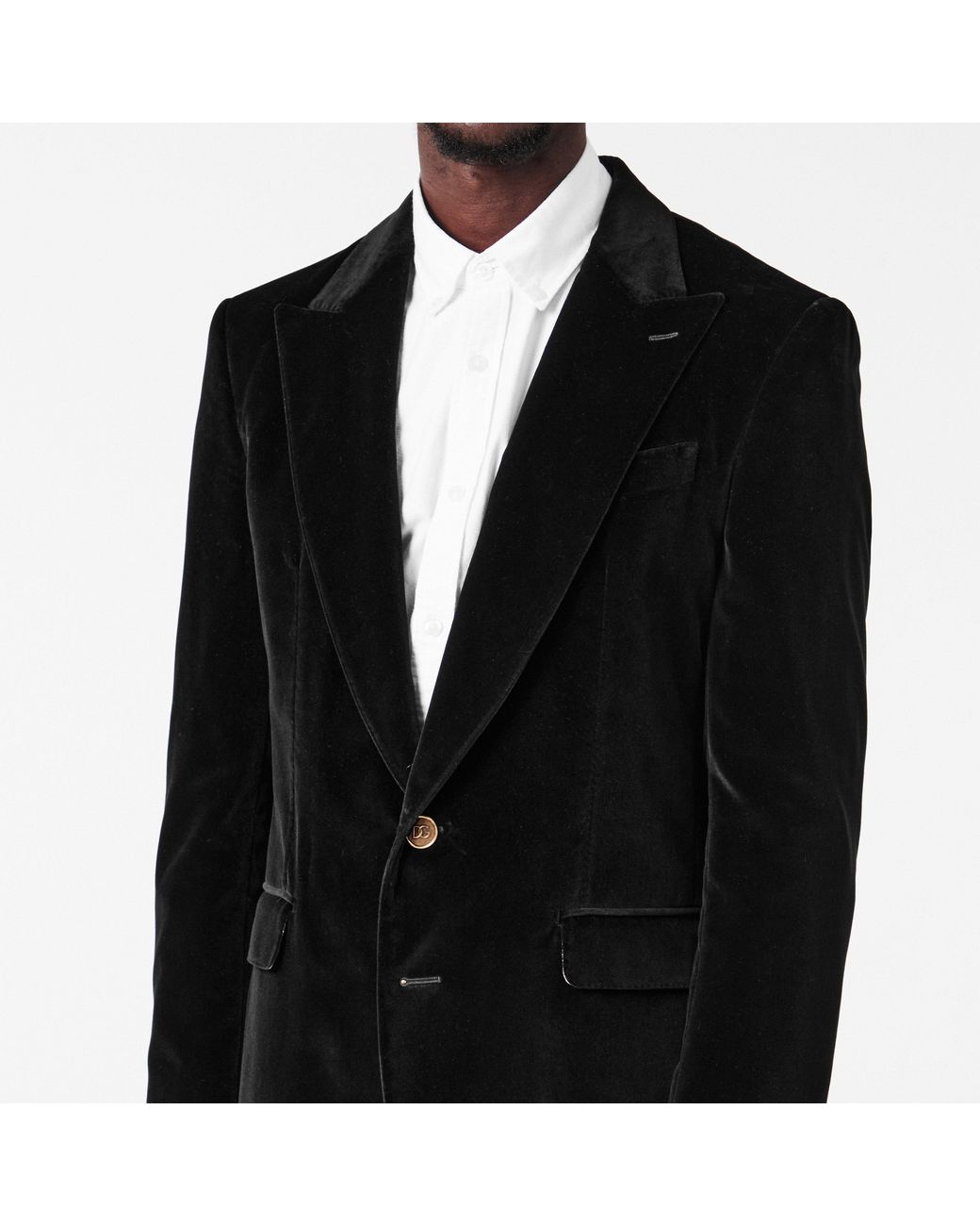 Dolce & Gabbana Black Velvet Tailored Blazer for men
