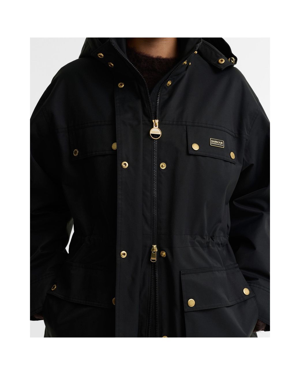 Barbour Black Molina Cotton Full-Zip Showerproof Anorak