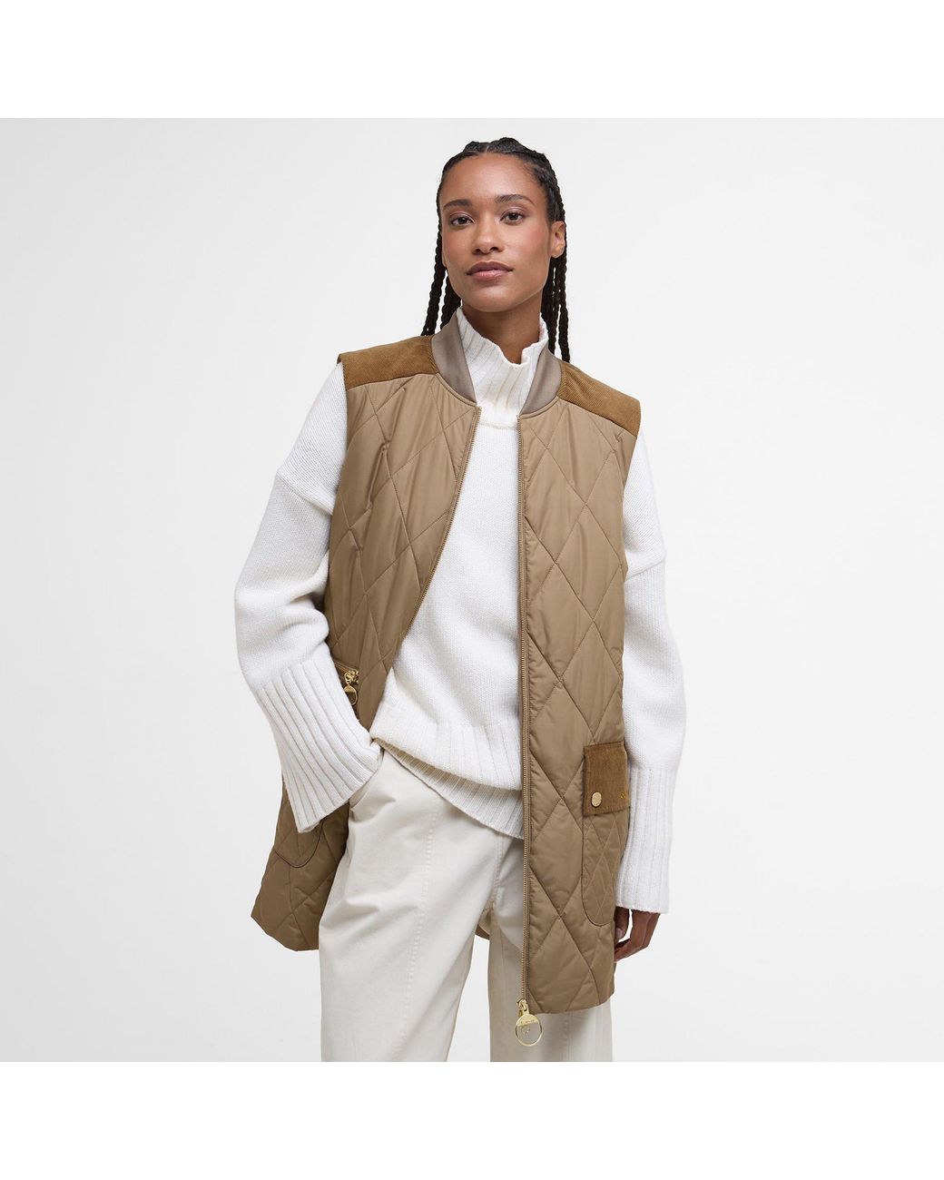 Barbour Natural Lydia Diamond Quilted Sleeveless Gilet