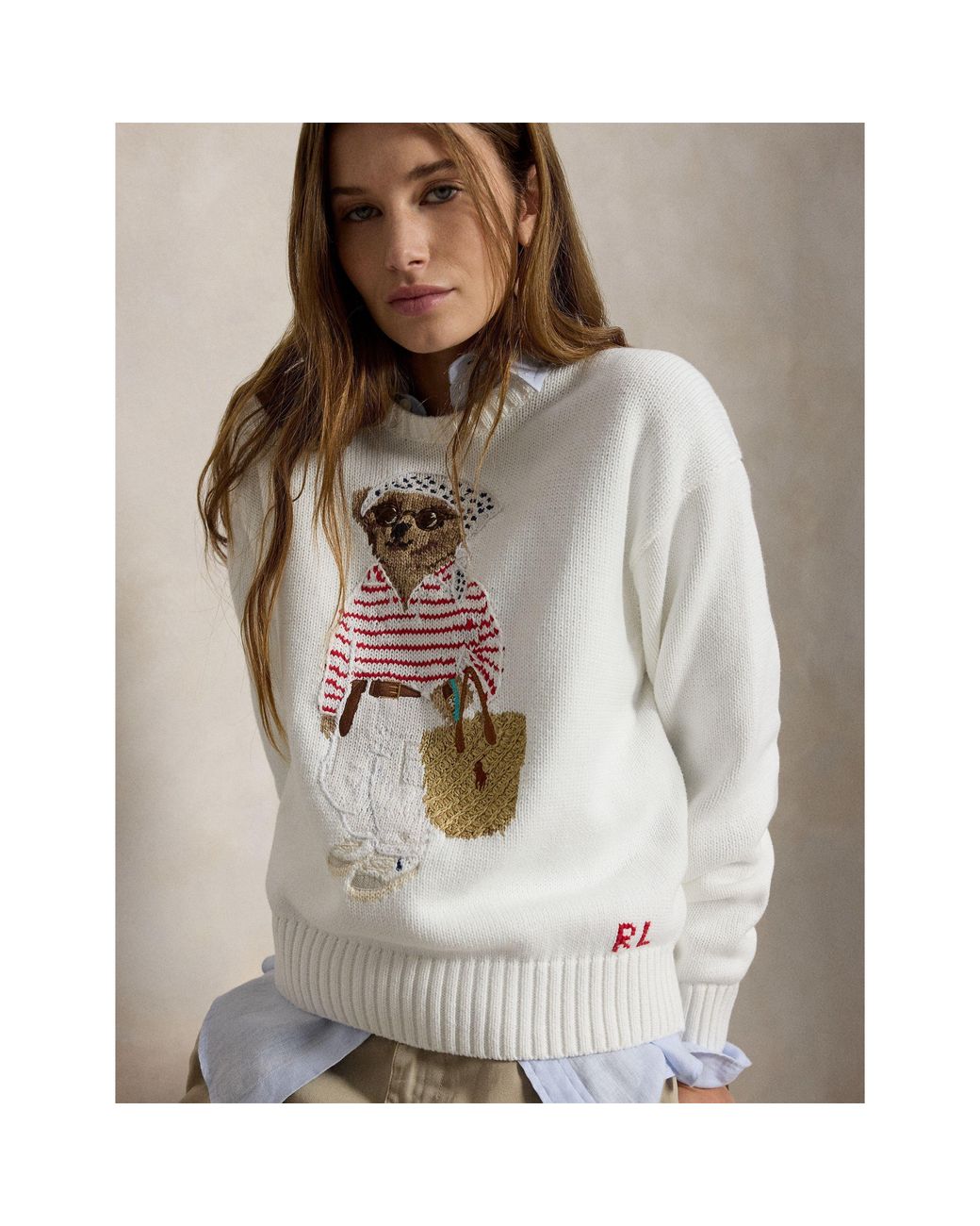 Polo Ralph Lauren White Crew Neck Jumper
