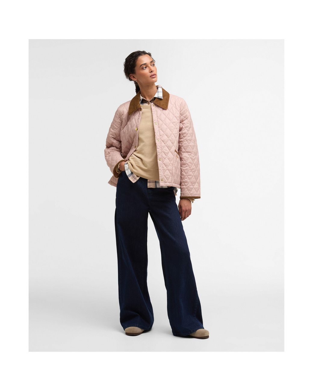 Barbour Pink Liddesdale Cropped Diamond Quilted Jacket