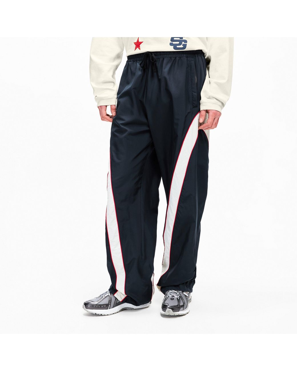 SUMMER GAMES Blue Contrast Track Open Hem Woven Tracksuit Jogger for men