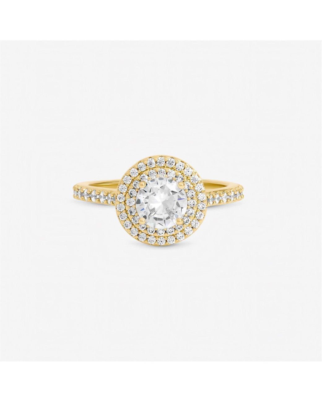 Jon Richard Metallic Plated Cubic Zirconia Halo Ring