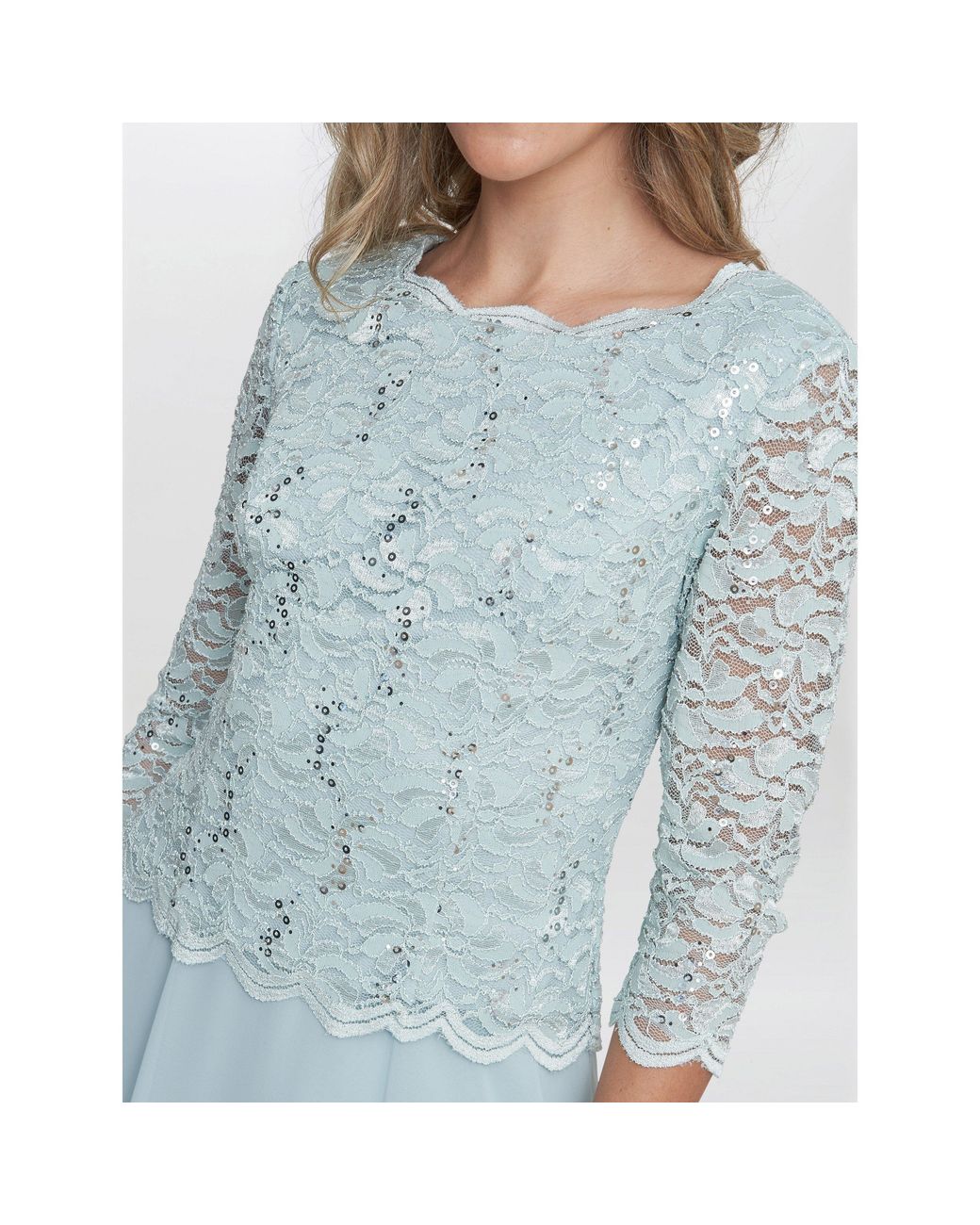Gina Bacconi Blue Rona Midi Dress With Bodice And Skirt
