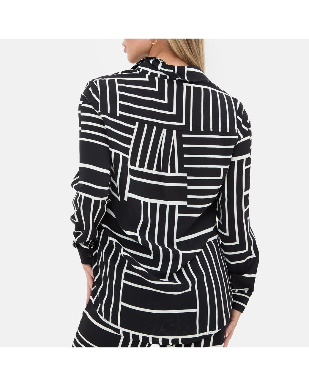 I Saw It First Black Printed Long Sleeved Crepe Shirt