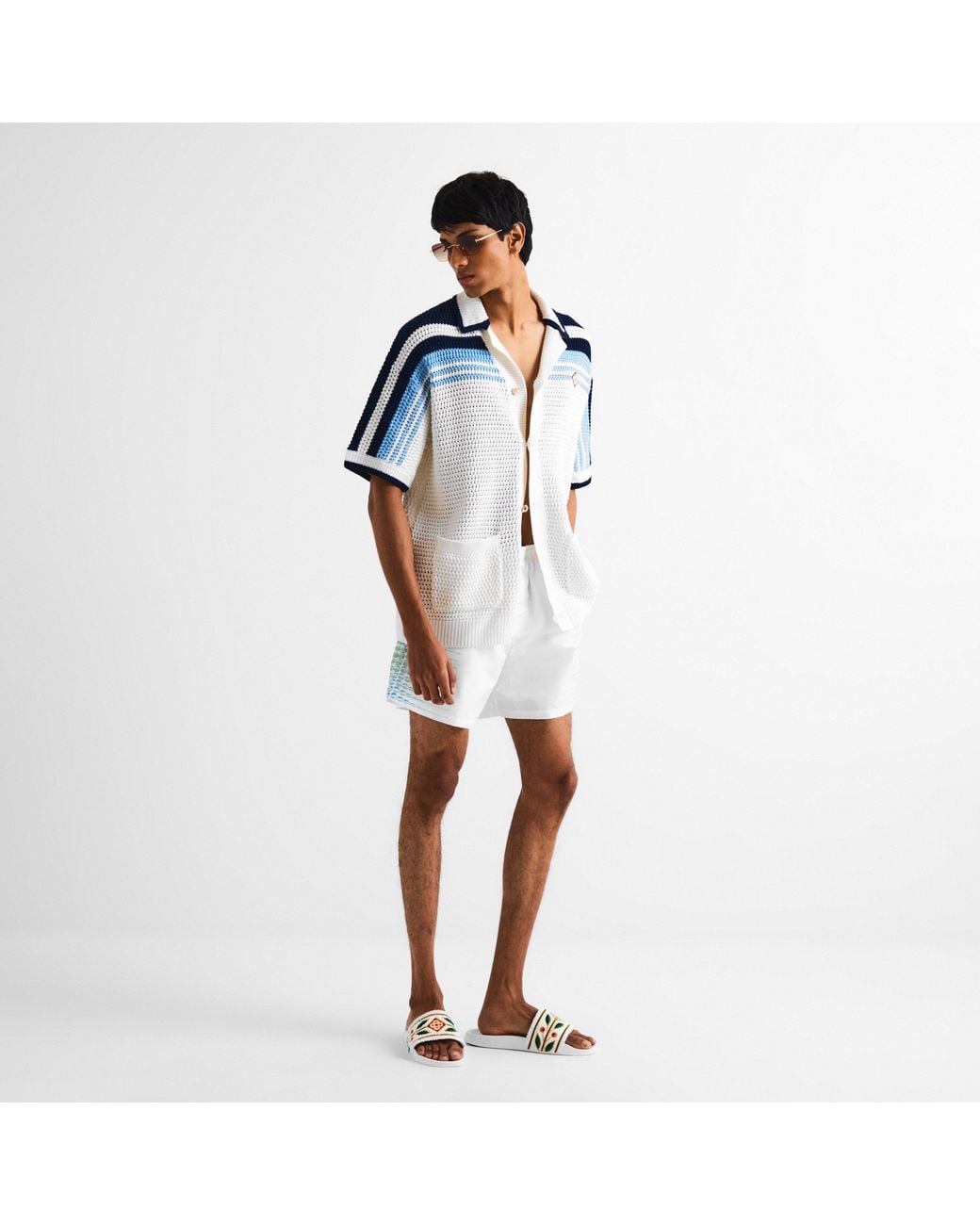 Casablanca White Logo Pool Sliders for men