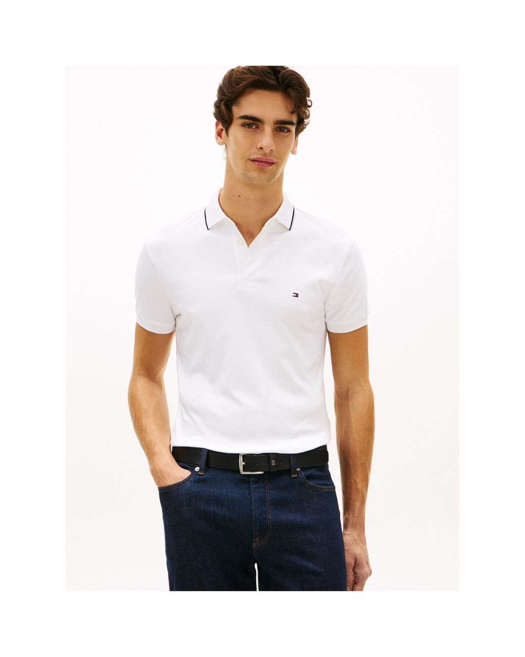 Tommy Hilfiger White Short Sleeve Polo Shirt for men