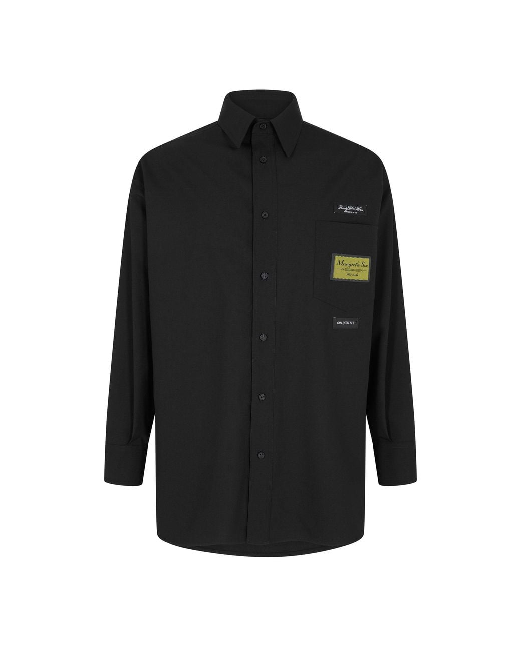 MM6 by Maison Margiela Black Label Wool Long Sleeve Plain Shirt for men