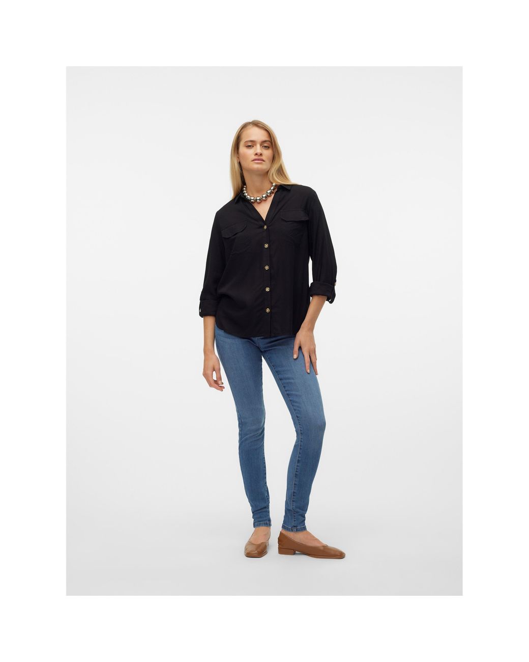 Vero Moda Black Long-Sleeve Plain Shirt