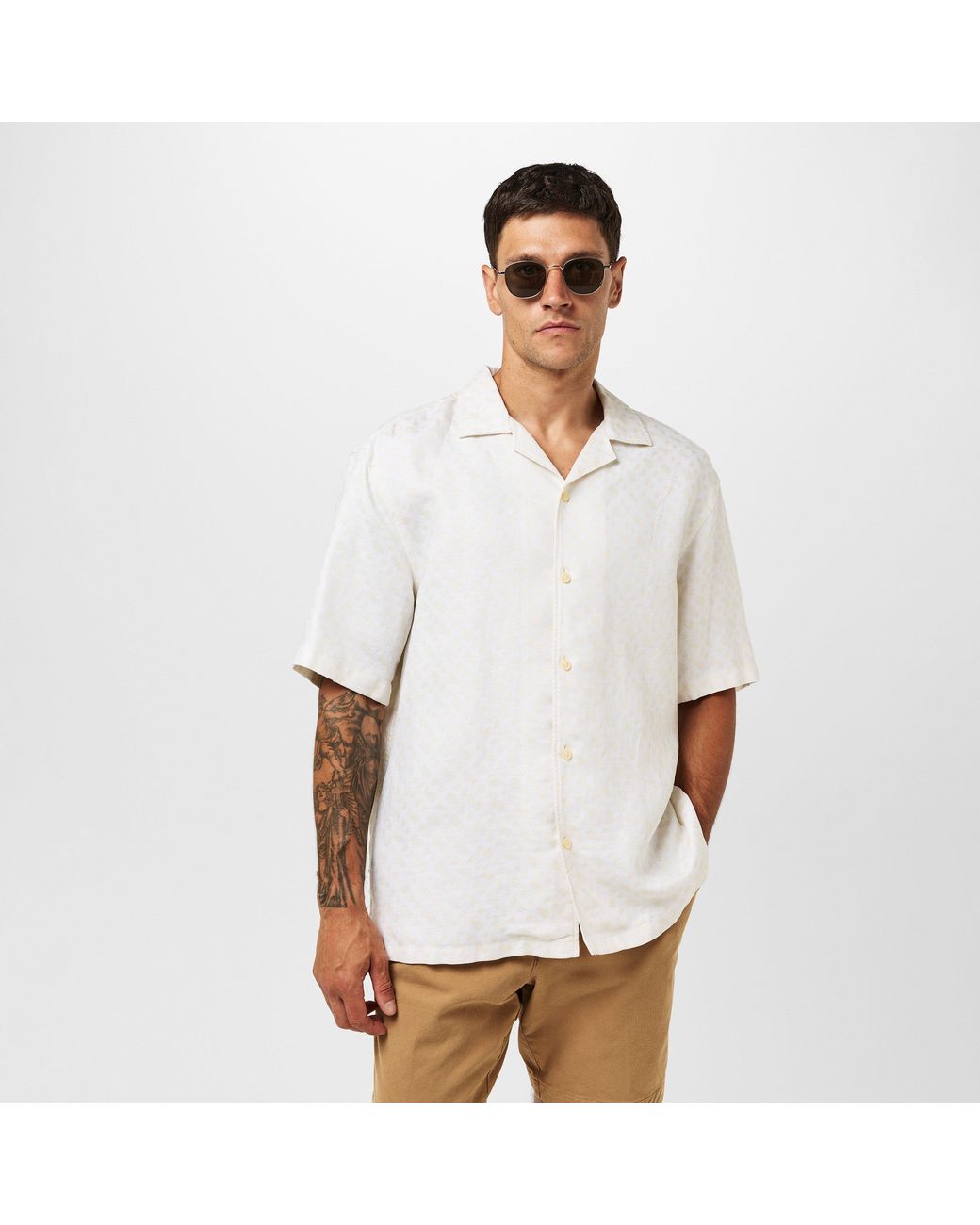 Boss White C-Lars Short Sleeve Shirt for men